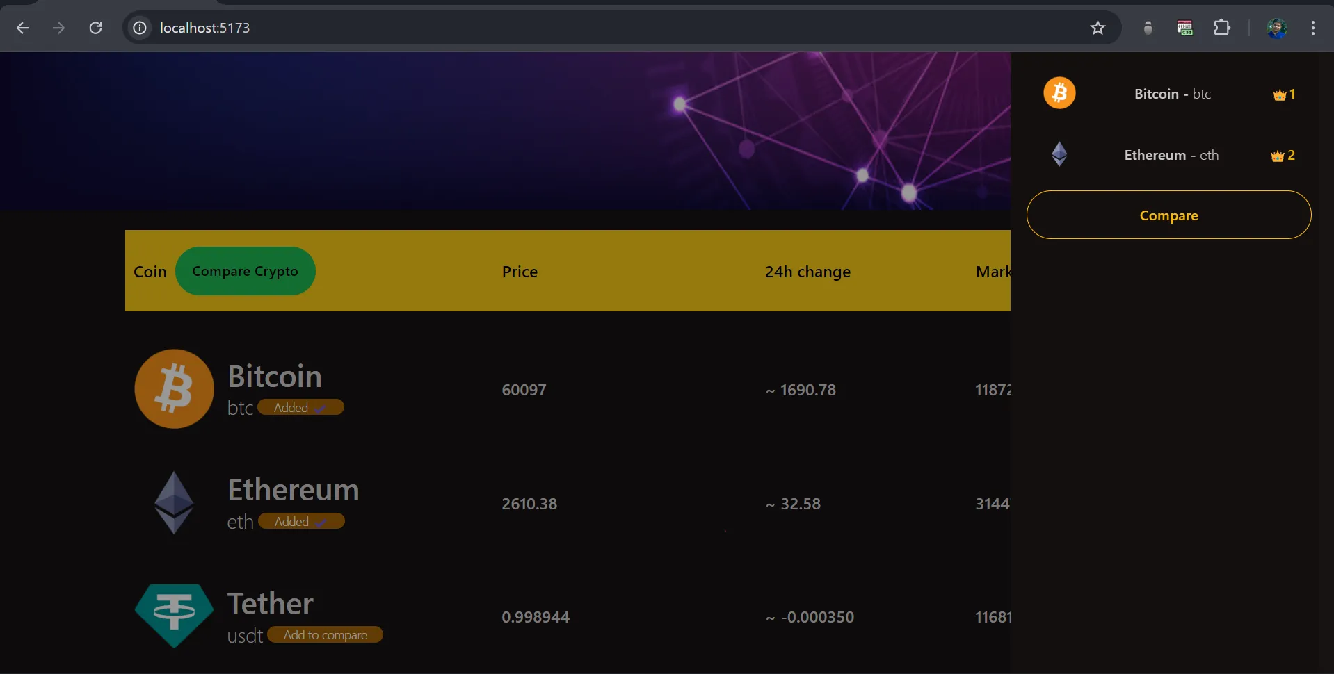 Crypto Tracker – Real-Time Cryptocurrency Tracker view 1